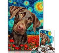 Brown Dog Under The Night Sky Jigsaw Puzzles for Teenagers 1000 Piece,Decompressing Intellectual Educational Toy Great Gifts And Toys 38x26cm