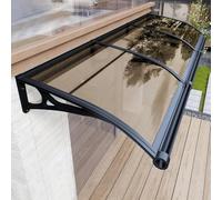 Brown Door Awning - 60x440cm Polycarbonate Patio Awning with Aluminum Bracket Easy to Install Exterior Window & Entrance Cover for Porches and Courtyards