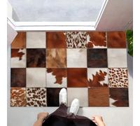 Brown Door Mats Indoor, 40x60 cm Non-slip Doormats,Soft Low Pile Patchwork Geometric Print Front Door Mat,Machine Washable Animals Textures Entrance Rug,Floor Carpet for Kitchen Bedroom