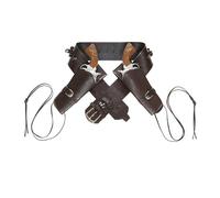 Brown Double Holster Belt Cowboy Wild West Fancy Dress Accessory
