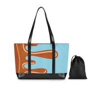 Brown drip pattern on light blue modern women's 14 inch laptop bag with zipper bag for women yoga work with bolso de trabajo para mujer