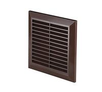 Brown Duct Ventilation Cover 173mm x 173mm / 125mm with Fly Screen and Round Duct Connection White Air Vent Grille