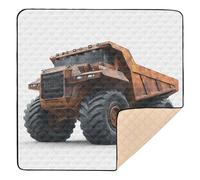 Brown Dump Truck Large Non-Slip Baby Playmat for Indoor Outdoor Water Resistant Activity Gym Mat for Babies Infants Toddlers, 50'' x 50''