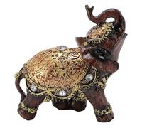Brown Elephant Statue Lucky Wealth Symbolizing Great Luck, Ceremonial Attire, Elephant Figurine, for Home, Office Decor, Housewarming (Small 60-80mm / 2.4-3.1in)