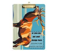 Brown Elk Illustrations Customize Forklift clipboard Acrylic Cute for Police Office Nurse Football Coaches Size 9 x 12