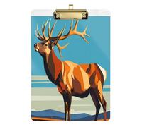 Brown Elk Illustrations Plastic clipboard for Girls Transparent for Classroom Supplies for Teachers Elementary Size 9 x 12