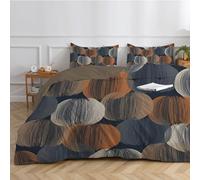 Brown Emperor Duvet Cover Set Geometric Doodle Stylish Bedding Set 3pcs with Zipper Closure for Adult Men Women Reversible Microfiber Quilt Cover 290x235cm and 2 Pillowcases 50x75cm