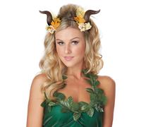Brown enchanted horns surrounded by orange flowers
