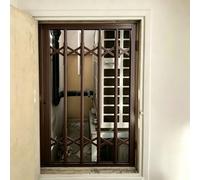 Brown Extendable Window Security Bar Aluminum Alloy, Sliding Door Safety Guards Foldable, Burglar Windows Protection for Home Apartment(W50xH60cm/20x24in)
