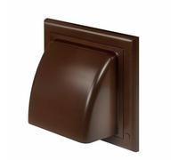 Brown External Hooded Wall Air Vent 150mm / 6" Cowled Anti Back Draught Flap