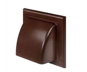 Brown External Hooded Wall Air Vent 150mm / 6" Cowled Anti Back Draught Flap