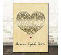 Brown Eyed Girl Vintage Heart Song Lyric Quote Print
