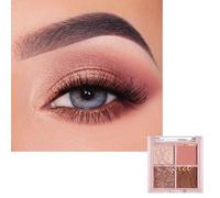 Brown Eyeshadow Palette 4 Colors, Shimmer Matte Pink Makeup Palettes, Glitter Eyeshadows Nude Soft Colour, Natural Long Lasting Smooth Powder, Eye Shadow Pallets Gift for Women
