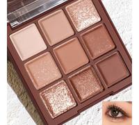 Brown Eyeshadow Palette, 9 Colors, Chocolate Nude Eyeshadow Palette with Matte and Shimmer Shades, Long Lasting Waterproof Formula for Women, Portable Small Neutral Palette for Any Occasion