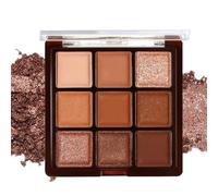 Brown Eyeshadow Palette - 9 Matte & Shimmer Shades, Nude Gold Hues. Highly Pigmented, Multipurpose Cream Shadows for Eyes, Bronzer & Contour. Long-Lasting, Blendable Formula