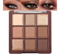 Brown Eyeshadow Palette - Matte Shimmer Glitter Neutral 9-Color Eye Shadow Palette,Highly Pigmented Natural Nude Eyeshadow Makeup Pallet (Chocolate Brown)