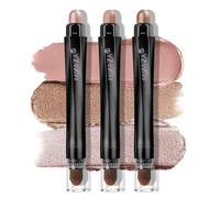 Brown Eyeshadow Pen Makeup Set, 3 Pieces, Neutral Shimmer and Matte Cream Eyeshadow Palette, Metallic Bronze Mokey Eyeliner Brightener Pens Set, Gift for Women - Rosewood Bloom