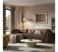 Brown Fabric 4 Seater Left-Hand Chaise L-Shape Corner Sofa - Arden