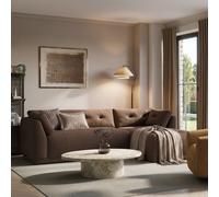 Brown Fabric 4 Seater Right Hand Chaise L-Shape Corner Sofa - Arden