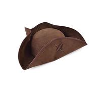 Brown Fabric Suede Pirate Tricorn Hat (1 Pc.) - Comfortable & Stylish Design, Perfect for Pirate-Themed Parties, Halloween, & More Halloween