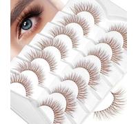 Brown False Eyelashes, ValueBargain 7 Pairs Natural Curl Brown False Eyelashes, Cat Eye Style for Daily Glamour, Handmade Faux Mink Quality, Reusable & Durable