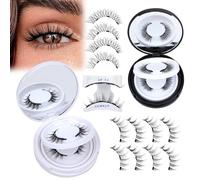 Brown False with Clear Band Mink Lashes Cat Eye Brown Colored Lashes Natural Look Like Eyelash Extensions Soft D Curl Strip 7 Pairs Pack[70L- 4 Pairs, ]