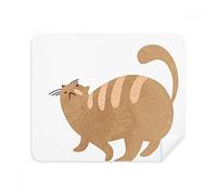 Brown Fat Cat Animal Watercolor Phone Screen Cleaner Glasses Cleaning Cloth 2pcs Suede Fabric