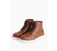 Brown Faux Leather Apron Seam Detail Boots 10
