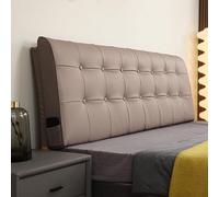 Brown Faux Leather Upholstered Wall Mounted Headboard Cushion 47" Full Bed Backrest & Lumbar Support Pillow for Bedroom Dorm Daybed Stylish & Comfortable