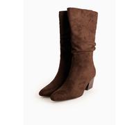 Brown Faux Suede Ruched Detail Boots 5