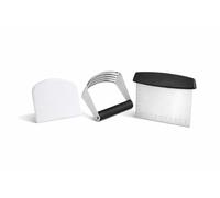 Brown Feather Dough Cutter Blender and Scraper - 3Pcs Scrapers Dough Cutting Board for Bread Chocolate & Pastry, Stainless Steel Kitchen Tool for Food Cutter, Baking & Pizza Bench Cutters with Good