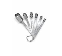 Brown Feather Measuring Spoons - Set of 6 Stainless Steel Measurements Sets for Baking, Tablespoon & Teaspoon Measures Scoop, Metal Table Adjustable Easy Weighing Cooking Spoon