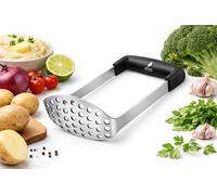 Brown Feather Potato Masher - Metal Stainless Steel Potatoe Mashers, Potatoes Smasher Utensil, Mashed Ergonomic & Non Stick Pans Professional Twist Ricers, Mini Patato Press Fruit Mash