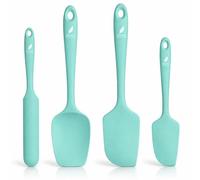 Brown Feather Silicone Spatulas - Set of 4 Cooking Utensils for Baking Icing Cakes and Frying, Silicon Kitchen Utensil Small Le Creuset Joseph, Omelette Spoonula Non Stick Pans and Heat Proof Turner