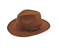 Brown Felt Fedora HAT Western Explorer Fancy Dress Film Character Temple Raider
