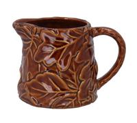 Brown Fern Leaf Jug Medium, Brown Ceramic Milk Jug Vase, Autumn Kitchen Styling, Decorative Afternoon Tea Kitchen Gift, Contemporary Home Decor
