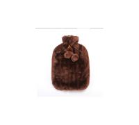 (Brown) Fluffy Cosy Faux Fur Hot Water Bottle with Cover Comfort Gift Luxury Present