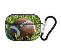Brown Football Green of Grass AirPod Pro Case, Anti Scratch Hard PC Cover with Keychain, AirPod Pro 2nd/1st Case Accessories for Women Men, Black-Style