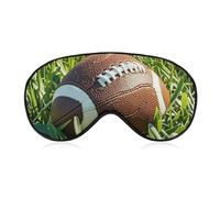 Brown Football Green of Grass Eye Mask for Women & Men, Breathable & Adjustable Eye Cover, Ultra Soft Sleep Mask, Lightweight Travel Blindfold for Airplane, Nap, Night Sleeping