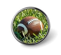 Brown Football Green Of Grass Round Badge for Men Women, Durable & Stylish Lapel Pins, Lightweight Metal Badges for Shirts, Jackets, Hats