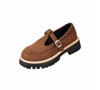 Brown for Women Stylish Multi-Purpose Solid Color One-Foot Loafers with Easy On