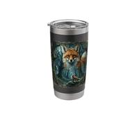 Brown Fox Howling to The Moon Mystic Forest Wild Foxes Stainless Steel Insulated Tumbler