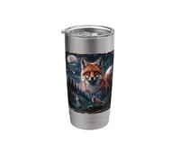 Brown Fox Howling to The Moon Mystic Forest Wild Foxes Stainless Steel Insulated Tumbler