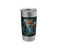 Brown Fox Howling to The Moon Mystic Forest Wild Foxes Stainless Steel Insulated Tumbler