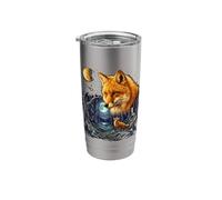 Brown Fox Howling to The Moon Mystic Forest Wild Foxes Stainless Steel Insulated Tumbler