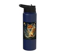 Brown Fox Howling to The Moon Mystic Forest Wild Foxes Stainless Steel Insulated Water Bottle