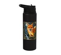 Brown Fox Howling to The Moon Mystic Forest Wild Foxes Stainless Steel Insulated Water Bottle
