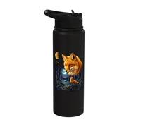 Brown Fox Howling to The Moon Mystic Forest Wild Foxes Stainless Steel Insulated Water Bottle