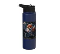 Brown Fox Howling to The Moon Mystic Forest Wild Foxes Stainless Steel Insulated Water Bottle