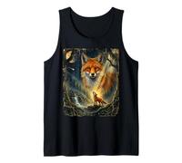 Brown Fox Howling to The Moon Mystic Forest Wild Foxes Tank Top